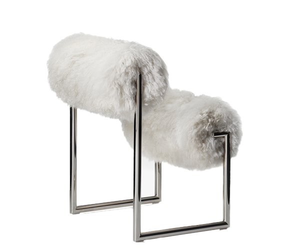 Acerbis Design Due Più Stol - White Mongolian Fur