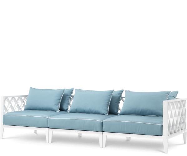 Eichholtz Ocean Club sofa - white finish / mineral blue sunbrella