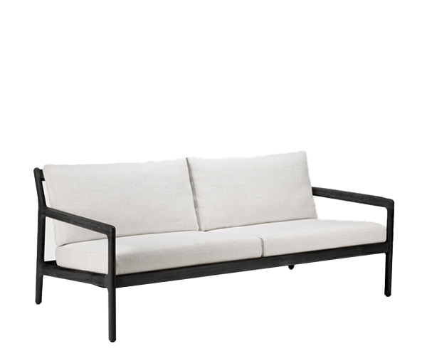 Ethnicraft Black Teak Jack Outdoor Sofa - 180cm - Off-White