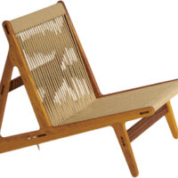 Gubi Mr01 Initial Lounge Chair, Outdoor Base: Solid Iroko Oiled, - Loungestole hos Magasin