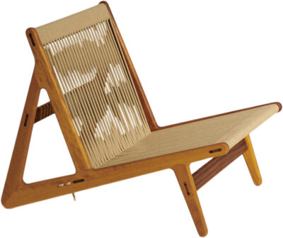 Gubi Mr01 Initial Lounge Chair, Outdoor Base: Solid Iroko Oiled, - Loungestole hos Magasin