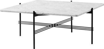 Gubi TS Coffee Table, 80x80, Black Base White Carrara Marble Str 80x80x35 cm - Sofaborde Glas hos Magasin