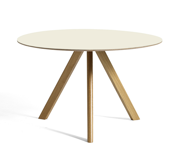 HAY CPH20 Round Table - Ø120cm - Eg Matlak - Off-White Linolium Top