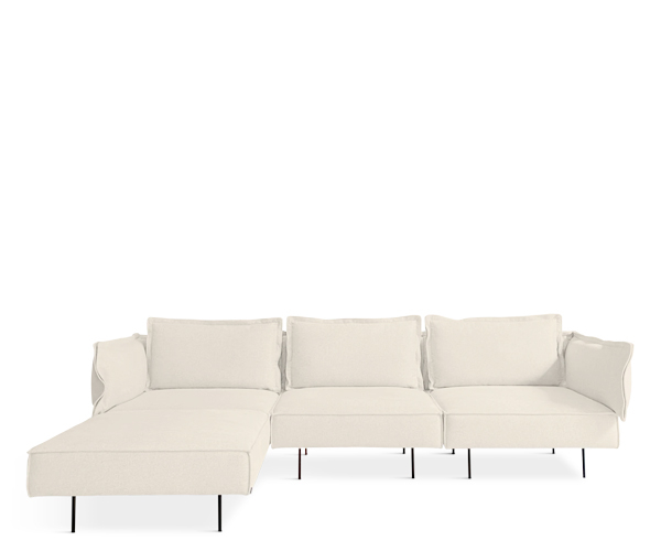 Handvark Three Seat Sofa with Chaise - Soho Stof - Chalk