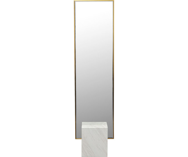 Kare Design Hulda gulvspejl - 46x180 - brass / white marble