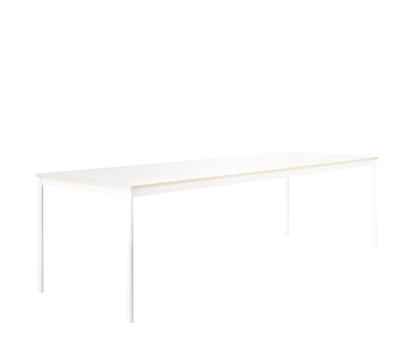 Muuto Base Table - 250x90cm - Hvid/Hvid/Natur Kant