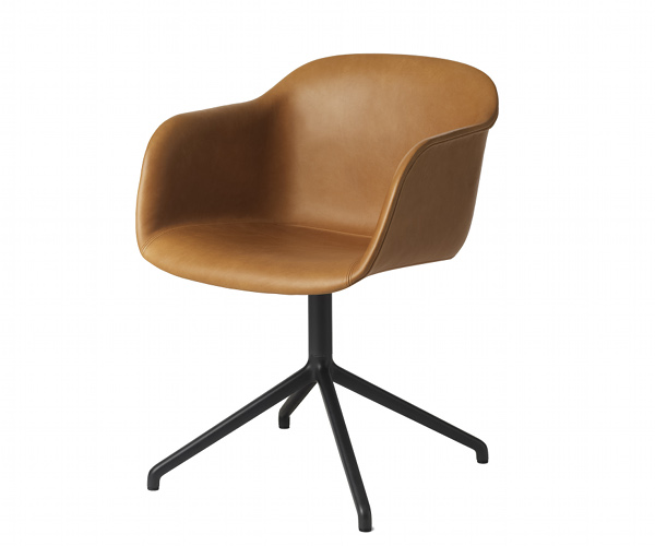 Muuto Fiber Chair Swivel - Arm - Læder