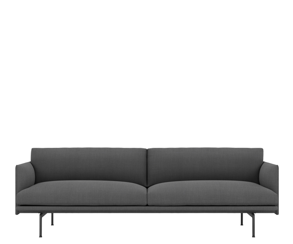 Muuto Outline Sofa - 3-pers. - Remix 163 - Sort Stel