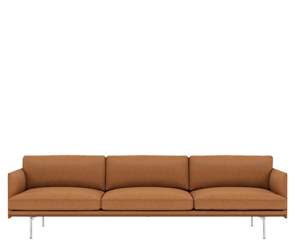 Muuto Outline Sofa - 3.5pers. - Cognac Grace Leather - Alu Stel