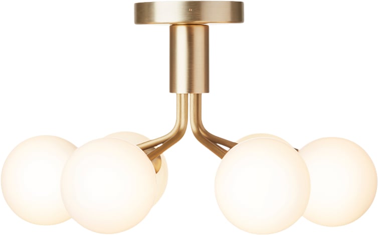 Nuura Apiales 6 Ceiling, Brushed Brass / Opal - Loftlamper hos Magasin