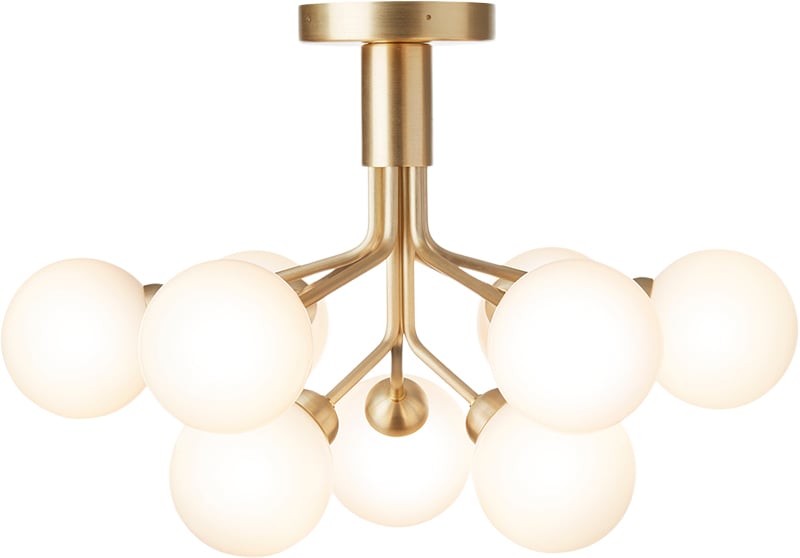 Nuura Apiales 9 Ceiling, Brushed Brass / Opal - Loftlamper hos Magasin