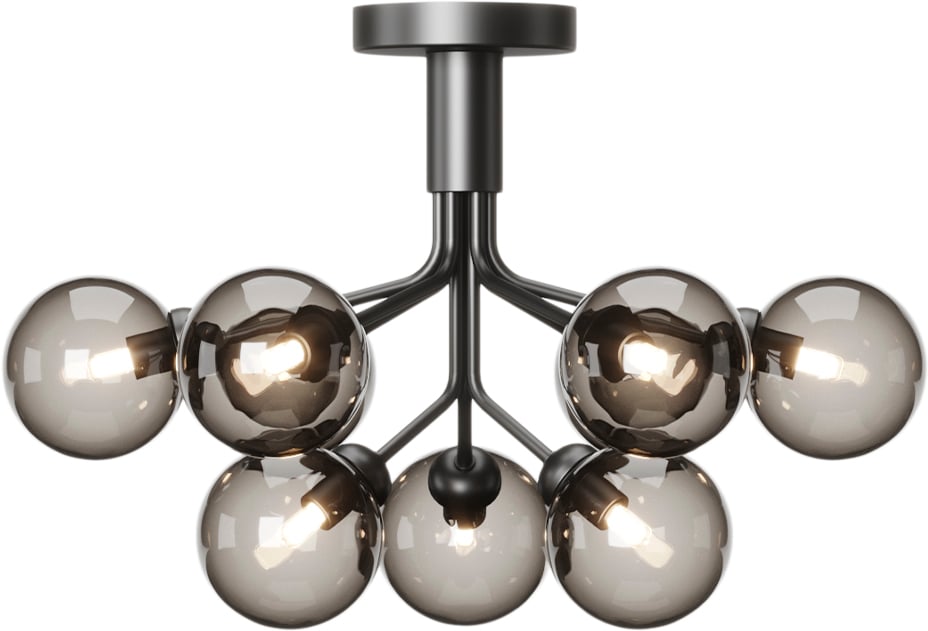 Nuura Apiales 9 Ceiling, Satin Black / Smoked Black - Loftlamper hos Magasin