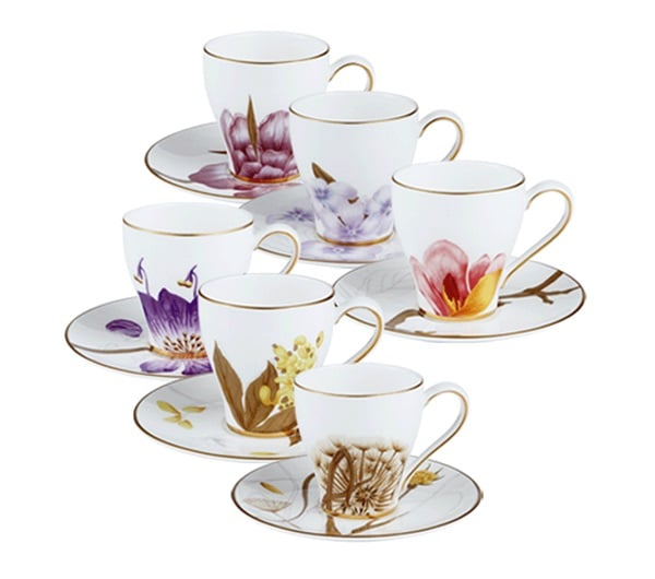 Royal Copenhagen Flora Mokkakopper 6 stk. Str 10 cl - Kopper Med Underkop hos Magasin