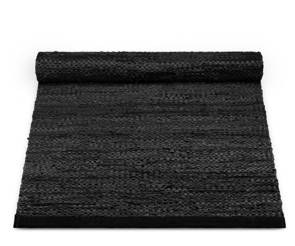 Rug Solid læder tæppe - 200x300 - Black