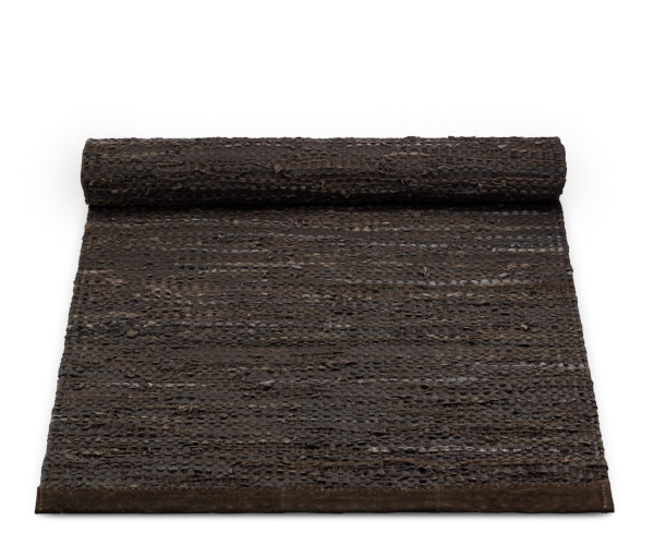 Rug Solid læder tæppe - 200x300 - Choco