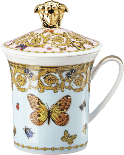 Versace Mug With Lid/30years, Le Jardin de Versace Str 11,9x14,4x9,8 - Kopper Med Hank hos Magasin