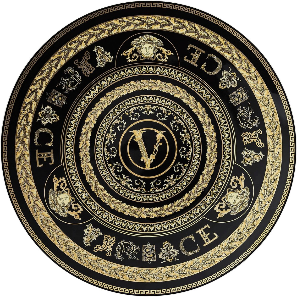 Versace Service Plate 33cm, Virtus Gala Black, Versace Str 33,1x3,2x33,1 - Serveringsfade hos Magasin