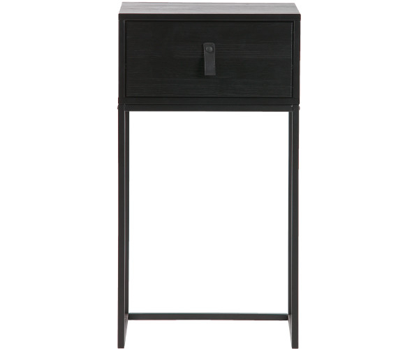 WOOOD Zola sengebord - m/ skuffe - black