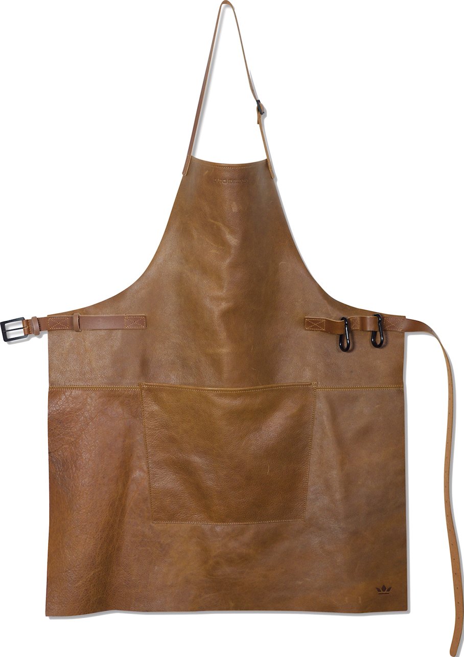 DutchDeluxes Læderforklæde BBQ Style Apron Vintage Camel Camel Str L: 78,5 B 64,5 - Forklæder Læder hos Magasin