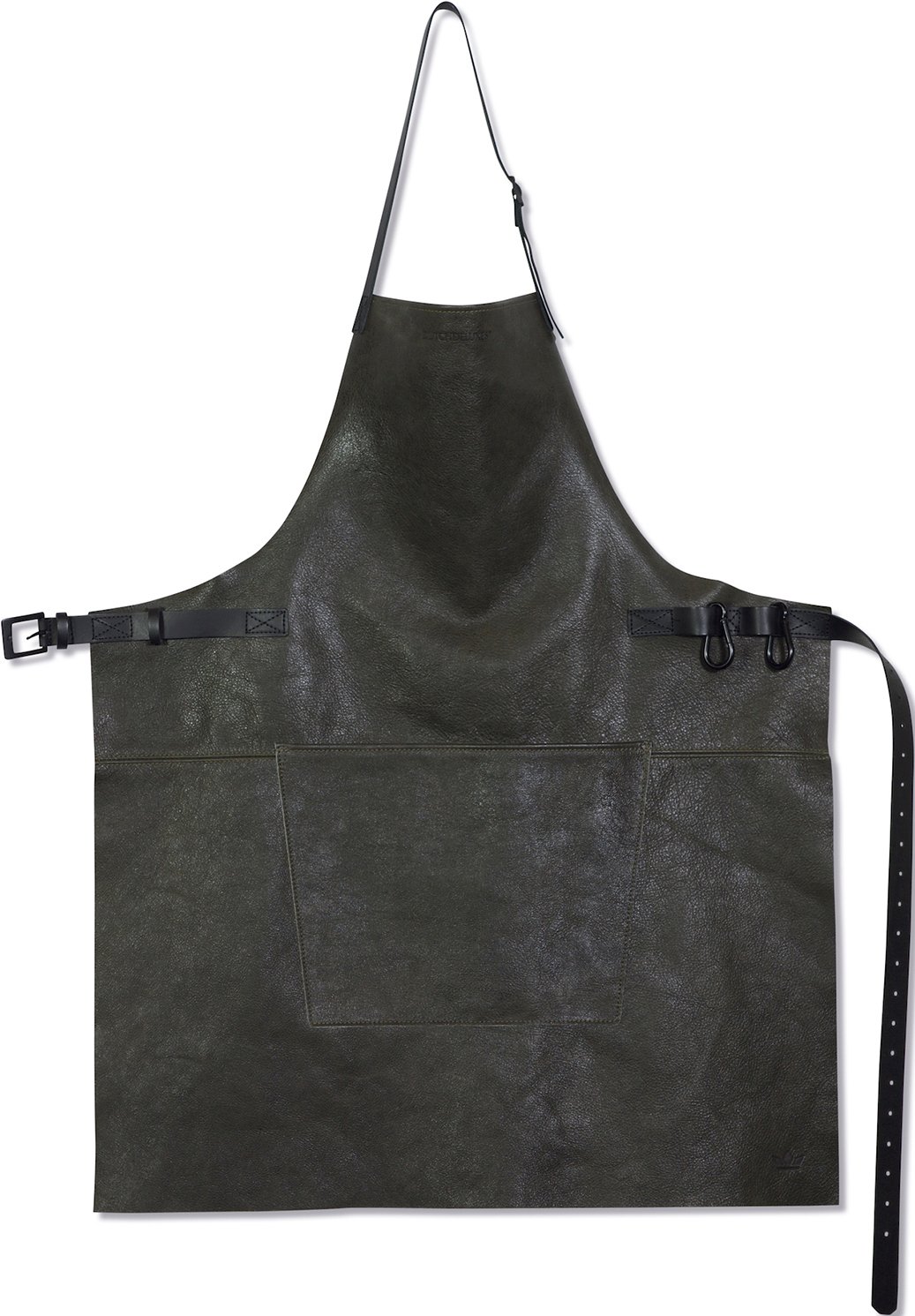 DutchDeluxes Læderforklæde BBQ Style Apron Vintage Grey Grå Str L: 78,5 B 64,5 - Forklæder Læder hos Magasin