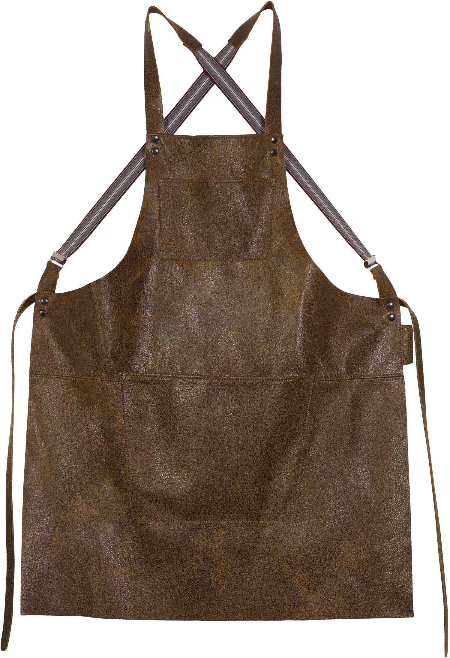 DutchDeluxes Læderforklæde Suspender Serie Apron Vintage Brown Brun Str L: 78 B 64,5 - Forklæder Læder hos Magasin