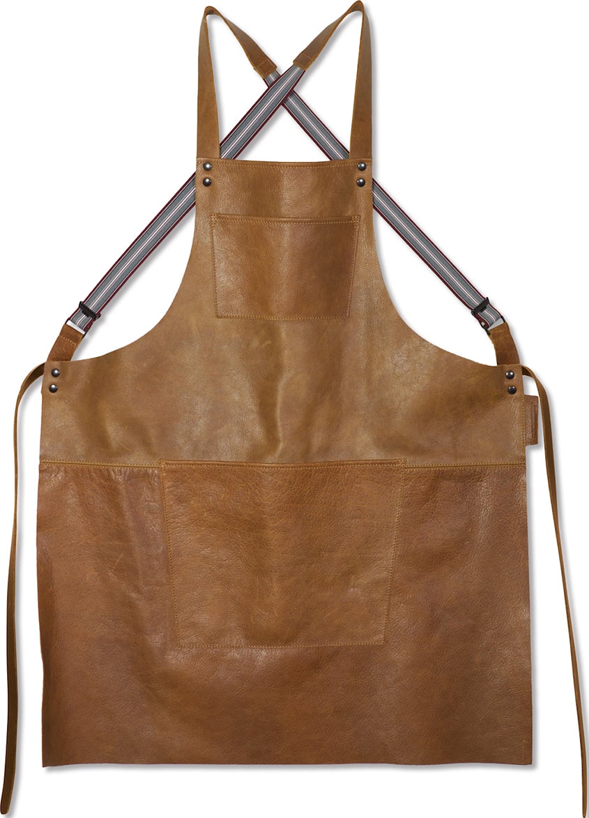 DutchDeluxes Læderforklæde Suspender Serie Apron Vintage Camel Camel Str L: 78 B 64,5 - Forklæder Læder hos Magasin