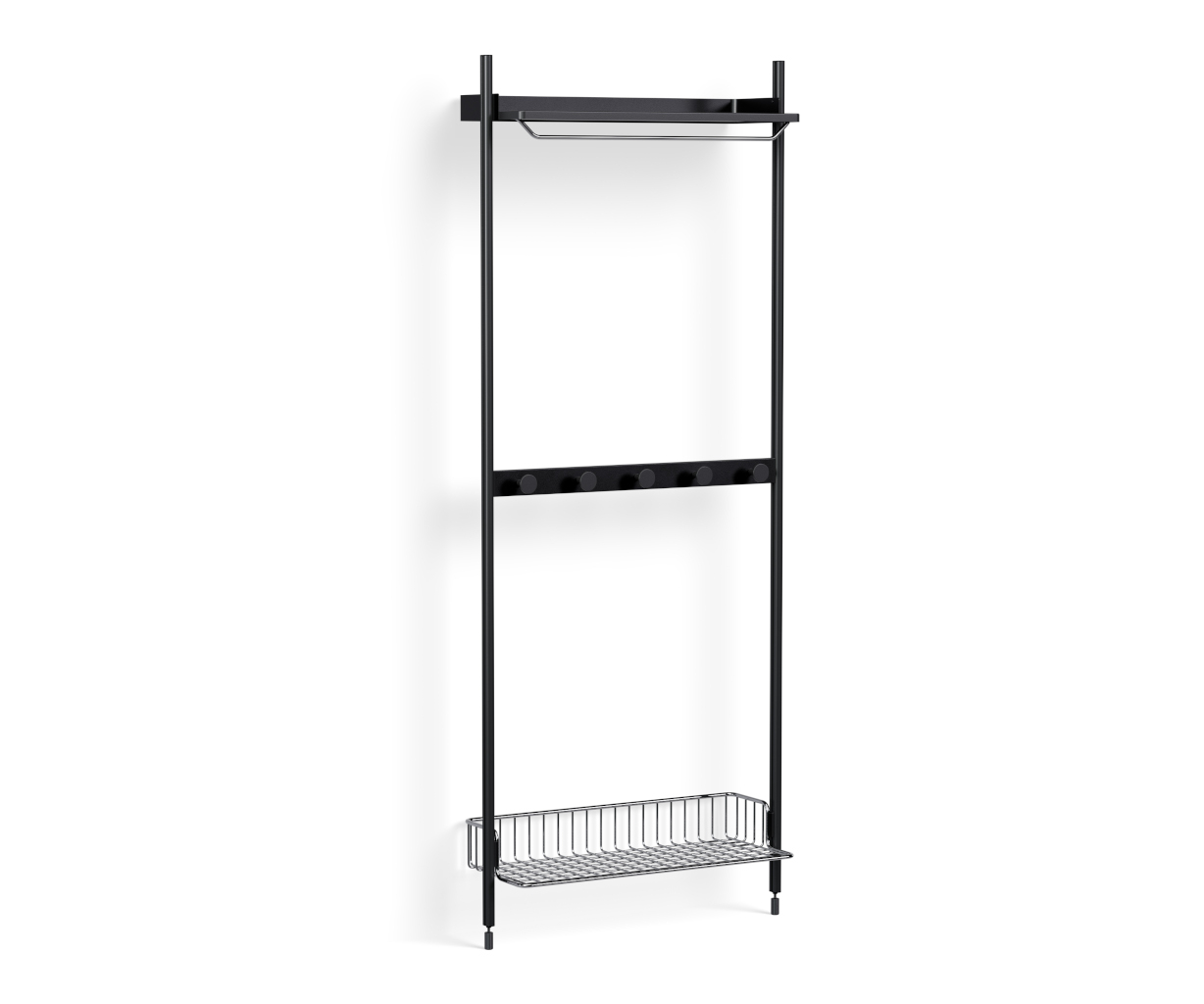 HAY Pier System 1041 1 Column - Black steel/chrome shelf