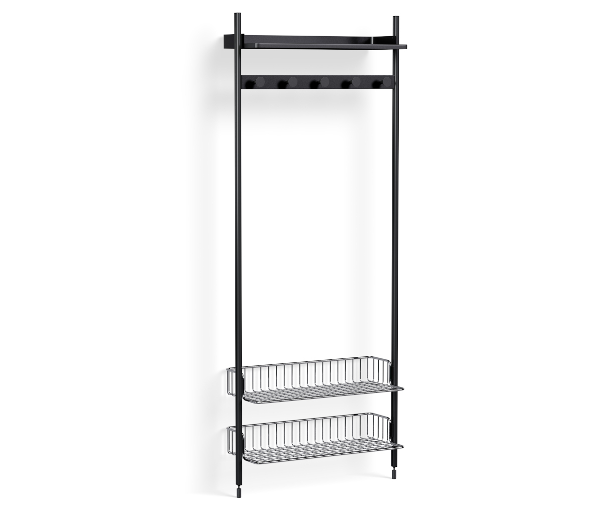 HAY Pier System 1051 1 Column - black steel/ chrome shelf