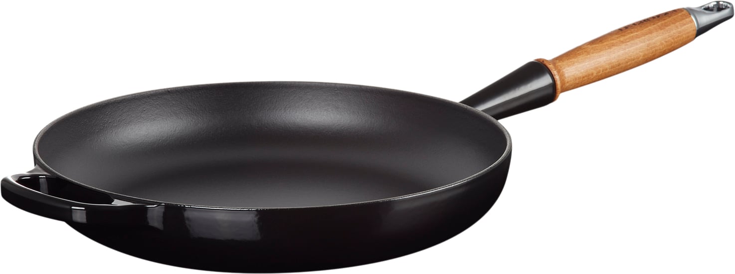 Le Creuset Stegepande M/træht 28 Black Shiny Black Str 28cm - Stegepander hos Magasin