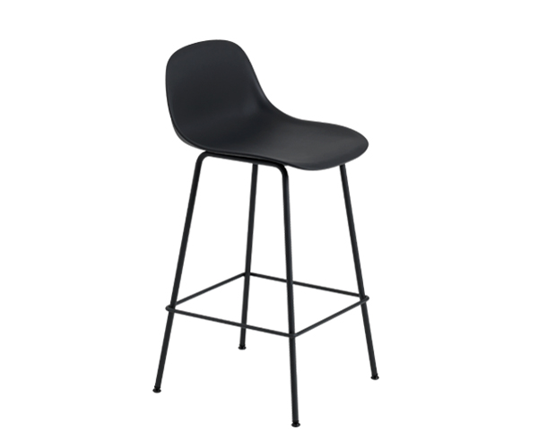 Muuto Fiber Barstol Med Ryglæn - Black/Black